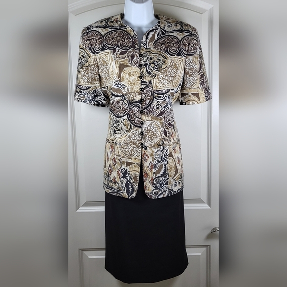 Le Suit Dresses & Skirts - Vintage LE SUIT Black and Tan Lightweight Summer Skirt Suit Women's Size 8